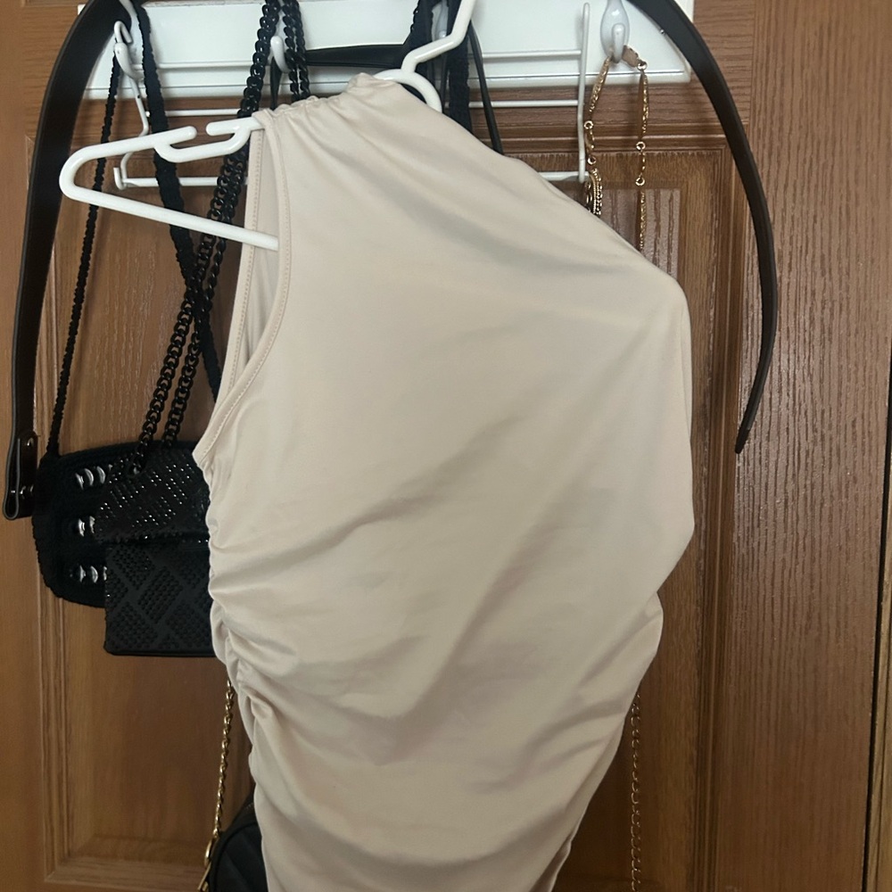 Beige One-Shoulder Top